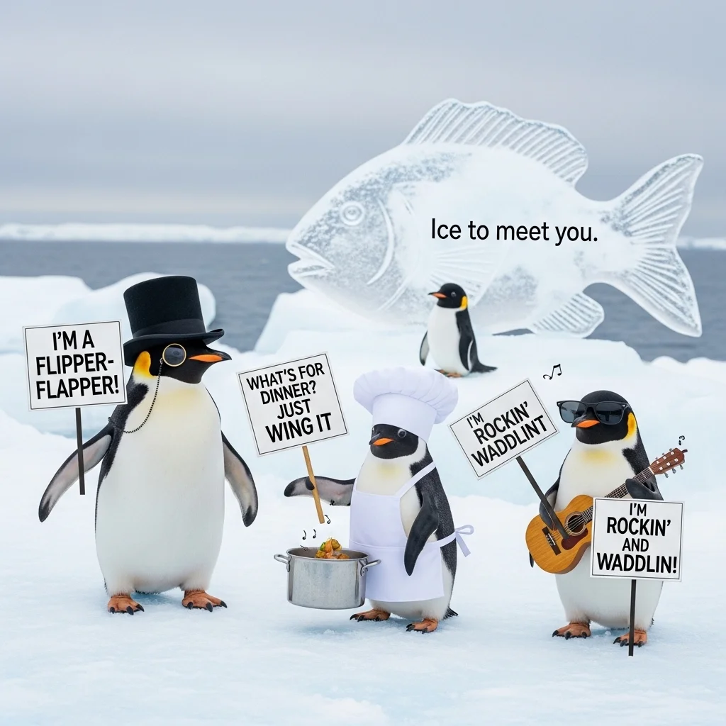 Caption Penguin Puns 📸