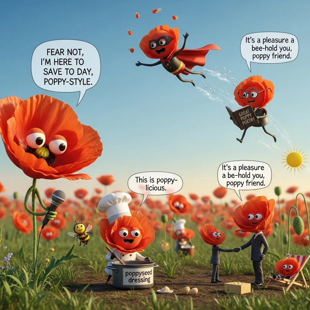 Funny Poppy Wordplay Puns 🌸😂